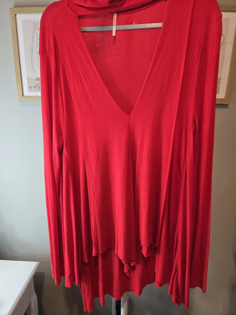 Free People Ribbed Red V-Neck Layered Top